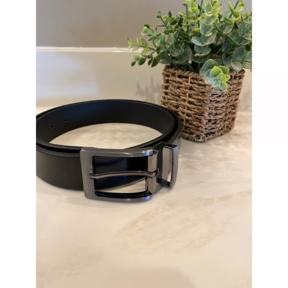 Men’s Belt Dark Brown Buckle is 2.75 “ & Belt is 40 inches without Buckle Dressy
